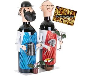 BRUBAKER Soporte de botella de vino la pareja de jardineros de metal figuras decorativas con tarjeta de felicitación
