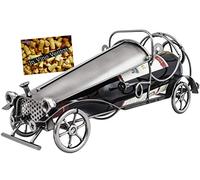 BRUBAKER Soporte de botella de vino vintage coche oldtimer escultura con tarjeta de felicitación