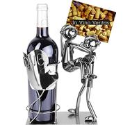 BRUBAKER - Soporte de botella Pareja Enamorada. Escultura de metal. Incluye Tarjeta de felicitación