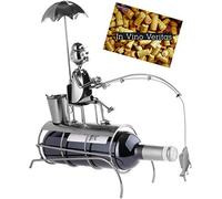 Brubaker Soporte para Botella con Escultura de Metal con Parasol - Incluye Tarjeta de felicitación