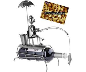 Brubaker Soporte para Botella con Escultura de Metal con Parasol - Incluye Tarjeta de felicitación
