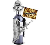 BRUBAKER Soporte para botella de vino, escultura de metal, regalo con tarjeta de felicitación