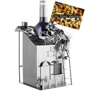 Brubaker - Soporte para botellas de vino en forma de casa con techador, escultura de metal con tarjeta de regalo