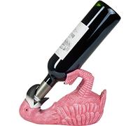 BRUBAKER Soporte para Botellas de Vino Flamenco Sediento - Soporte para Botellas Animales Borrachos - Soporte para Botellas Divertido - Figurilla Decorativa Pájaro Rosa Pintada a Mano
