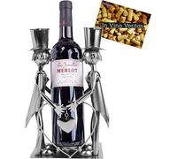 BRUBAKER Soporte para Botellas de Vino - Pareja de Novios Húmedo - Objeto Decorativo Metal con Tarjeta de Felicitación para el Regalo de Bodas