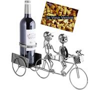 BRUBAKER Soporte para botellas pareja en tándem bicicleta escultura de metal con tarjeta de regalo
