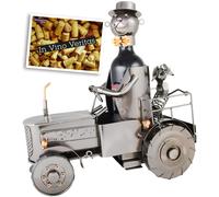 BRUBAKER Soporte para Botellas Portabotella de Vino Tractor Metal con Tarjeta