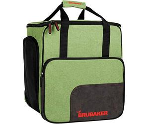 Brubaker Super Performance - Bolsa para botas de esquí y casco (con compartimento para zapatos), color verde y negro