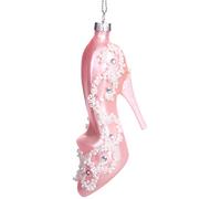 BRUBAKER Tacón Alto Rosa Blanco - Bola de Cristal Pintado a Mano - Bola de arbol de Navidad con Boca Soplada Figuras de Decoración Divertidas Colgantes de Decoración Bola de arbol - 9 cm