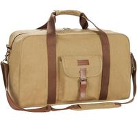 BRUBAKER Weekender 'Safari' - Bolsa de Viaje Vintage para Hombre y Mujer - Bolsa de 65L de Polilona con Bandolera y Bolsillo Separado para Zapatos - Bolsa Retro para Viaje, Trabajo y Deporte - Marrón