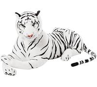 BRUBAKER XXL Tigre 110 cm Juguete Suave - Acostado Juguetes de Peluche - Blanco