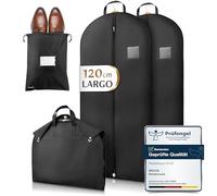 Bruce.® 2x Fundas Ropa Armario 120x60cm con 1x Bolsa de Zapatos, Antipolillas Bolsa Almacenaje Ropa con 120 GSM, Porta trajes Caballero o Mujer para Viaje, Bolsas Guardar Ropa Colgada con Cremallera