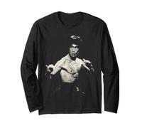 Bruce Lee Black and White Action Pose Portrait Martial Arts Manga Larga