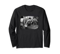 Bruce Lee Playing Pool Vintage Portrait Manga Larga, Unisex para Adultos, Negro, XL