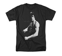 Bruce Lee Postura Mens Camisa Manga Corta Negro 2X