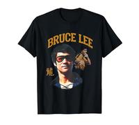 Bruce Lee The Dragon Wearing Shades Face Closeup Retro Camiseta, Hombre, Negro, XL