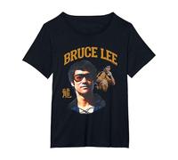 Bruce Lee The Dragon Wearing Shades Face Closeup Retro Camiseta, Mujer Tallas Grandes, Negro, 5XL Grande