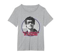 Bruce Lee You'Re Looking At A Legend Face Portrait Camiseta, Mujer Tallas Grandes, Gris Jaspeado, 2XL Grande