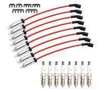 Bruce & Shark 8x Spark Plugs +Wires 10.5mm Set 19299585 para Chevy GMC 4.8L 5.3L 6.0L V8