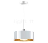 Bruck Cantara, lámpara de suspensión LED, cromo brillo/vidrio blanco/dorado - 30 cm - dim to warm