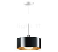 Bruck Cantara, lámpara de suspensión LED, cromo brillo/vidrio negro/dorado - 30 cm