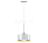 Bruck Cantara, lámpara de suspensión LED para All-in Riel, cromo brillo/vidrio blanco/dorado - 19 cm
