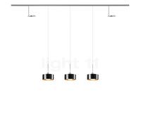 Bruck Cantara, lámpara de suspensión y Up foco LED All-in set - 5 focos, cromo mate - vidrio negro/dorado