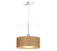 Bruck Cantara, madera lámpara de suspensión LED baja tensión, cromo brillo/pantalla roble brillante - 30 cm