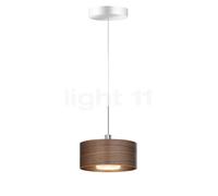 Bruck Cantara, madera lámpara de suspensión LED baja tensión, cromo brillo/pantalla roble oscuro - 20 cm