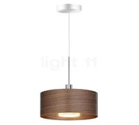 Bruck Cantara, madera lámpara de suspensión LED baja tensión, cromo brillo/pantalla roble oscuro - 30 cm