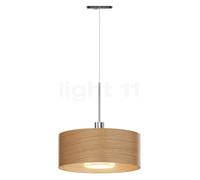 Bruck Cantara Madera, lámpara de suspensión LED para All-in Riel, cromo brillo/pantalla roble brillante - 30 cm