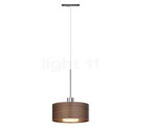 Bruck Cantara Madera, lámpara de suspensión LED para All-in Riel, cromo brillo/pantalla roble oscuro - 20 cm