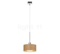 Bruck Cantara Madera, lámpara de suspensión LED para Duolare Riel, cromo brillo/pantalla roble brillante - 20 cm