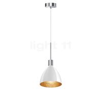 Bruck Silva, lámpara de suspensión LED - ø16 cm, cromo brillo/vidrio blanco/dorado