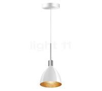 Bruck Silva, lámpara de suspensión LED baja tensión - ø16 cm, cromo brillo, vidrio blanco/dorado