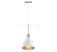 Bruck Silva, lámpara de suspensión LED para All-in Riel - ø16 cm, cromo brillo, vidrio blanco/dorado