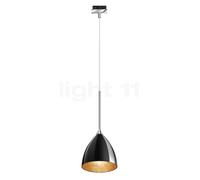 Bruck Silva, lámpara de suspensión para Duolare Riel - ø16 cm, cromo brillo - vidrio negro/dorado - 860374ch