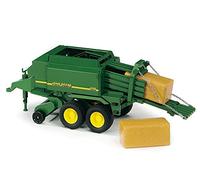 bruder 02017 - Prensa de pacas grandes John Deere con 2 pacas cuadradas | Empacadora agrícola, granja, accesorios para tractor, escala 1:16
