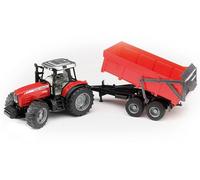 bruder 02045 - Massey Ferguson 7480 con remolque de volquete | Tractor con remolque basculante, agricultura, escala 1:16