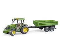 Bruder 02108 - John Deere 5115 M con Remolque de Paredes elevables | Tractor con remolque para granja y agricultura, juguete a partir de 3 años, escala 1:16