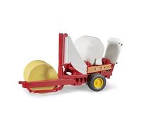 bruder 02122 - Enfardadora con paca redonda ocre y blanca, rotoempacadora, empacadora, remolque de tractor