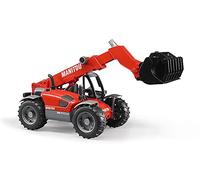 bruder 02125 - Cargadora telescópica Manitou MLT 633 | Cargadora con brazo telescópico y pinza para obra, agricultura y transporte de materiales, escala 1:16