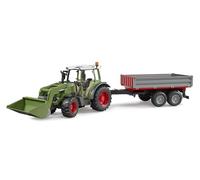 Bruder 02182 - Fendt Vario 211 con Cargador Frontal y Remolque | Tractor con remolque de paredes laterales, volquete para la agricultura, granja, juguete a partir de 3 años, 1:16