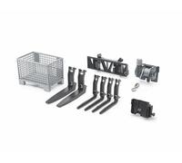 bruder 02318 - Palet de rejilla, cabrestante y horquillas para cargador frontal, vehículo de construcción, accesorios para tractores