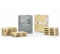 Bruder Accesorios de logística 02415 – 2 contenedores de rejilla, 2 cajas, 10 palets 1:16