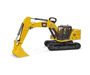 Bruder 02483 - Excavadora de Cuchara Cat | con cadena de eslabones reales, vehículo de obra, compatible con bworld, juguete, escala 1:16