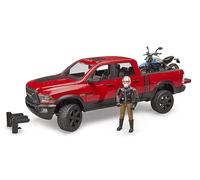 Bruder 02502 - RAM 2500 Power Wagon con Moto y Conductor | Vehículo todoterreno, Ducati Desert Sled, figura de bworld, set de juguetes, escala 1:16