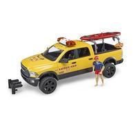 bruder 02506 - RAM 2500 Power Wagon Salvavidas con figura, remo de pie y módulo de luz y sonido,Servicio de rescate, Salvavidas