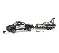 Bruder 02507 - RAM 2500 Police Pick-up, Light and Sound Module, Trailer with Boa