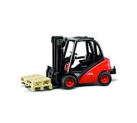 bruder 02511 - Carretilla elevadora Linde H30D con gancho de remolque y 2 palets - 1:16 Vehículo, Carretilla elevadora, Expedición y logística, Granja